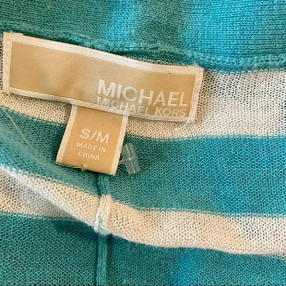Michael Michael Kors S‎ oversized teal/white color block stripe dolman cardigan - Picture 8 of 8